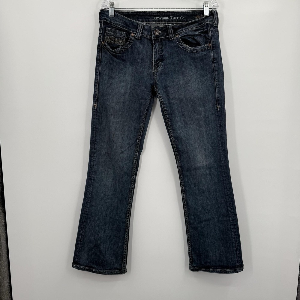 Cowgirl Tuff Jeans Womens 31 Blue Bootcut Mid Rise Embroidered Dont Fence Me in